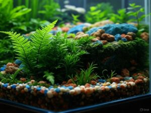 coloured rocks in aquarium