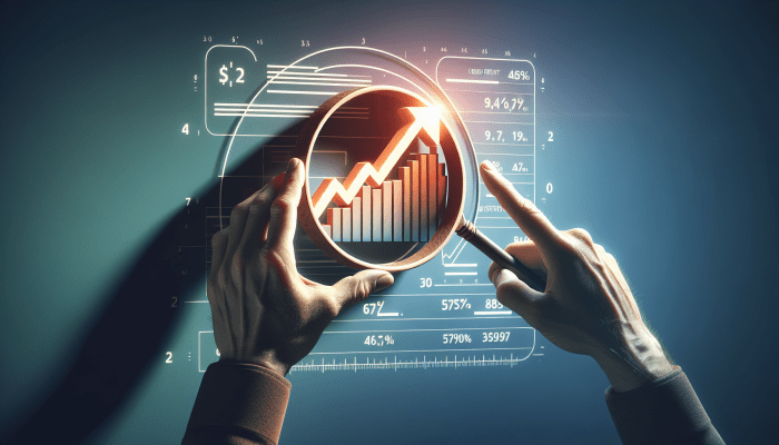 Myths about Debt Consolidation and Savings: Debunking Common Misconceptions | DCL Person using magnifying glass on credit report, showing initial dip and subsequent rise in credit score graph.