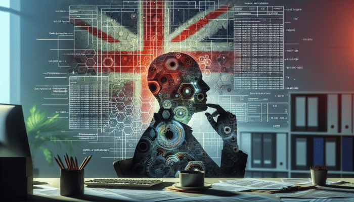 Are Debt Consolidation Fees Tax-Deductible: A Guide | DCL Individual in an office reflecting on debt consolidation fees, surrounded by financial documents and the UK flag.